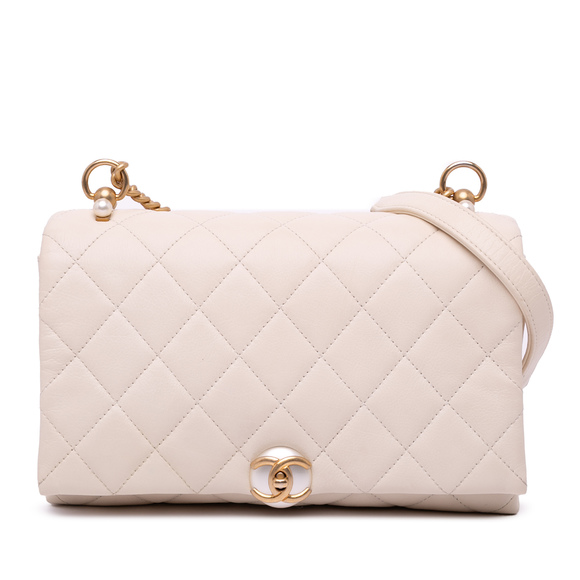 Pre-Loved Chanel Quilted Calfskin Pearl CC Accordion Flap - Picture 1 of 12